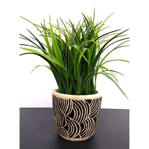 Artificial fake plant grass carved pot small faux